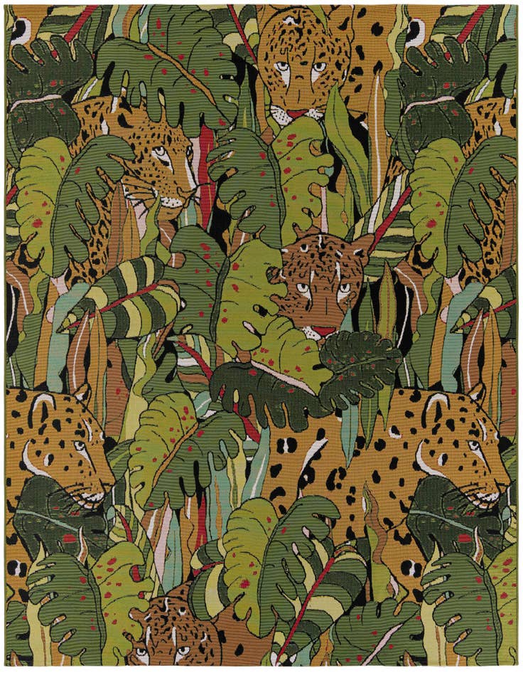 Detail image of 7' 10 x 7' 10 Easy-Clean Botanical Indoor / Outdoor Square Rug