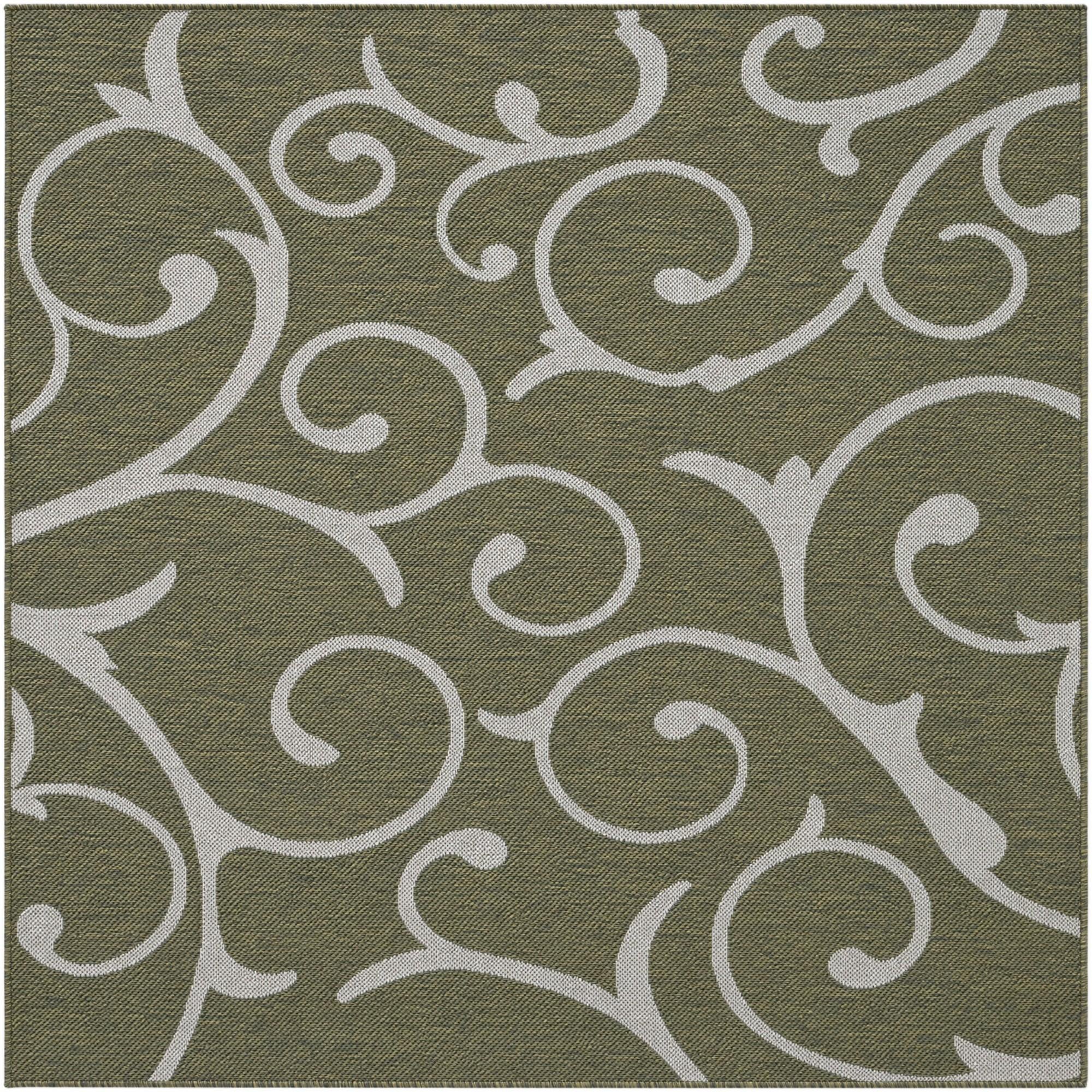 160cm x 160cm Easy-Clean Botanical Indoor / Outdoor Square Rug