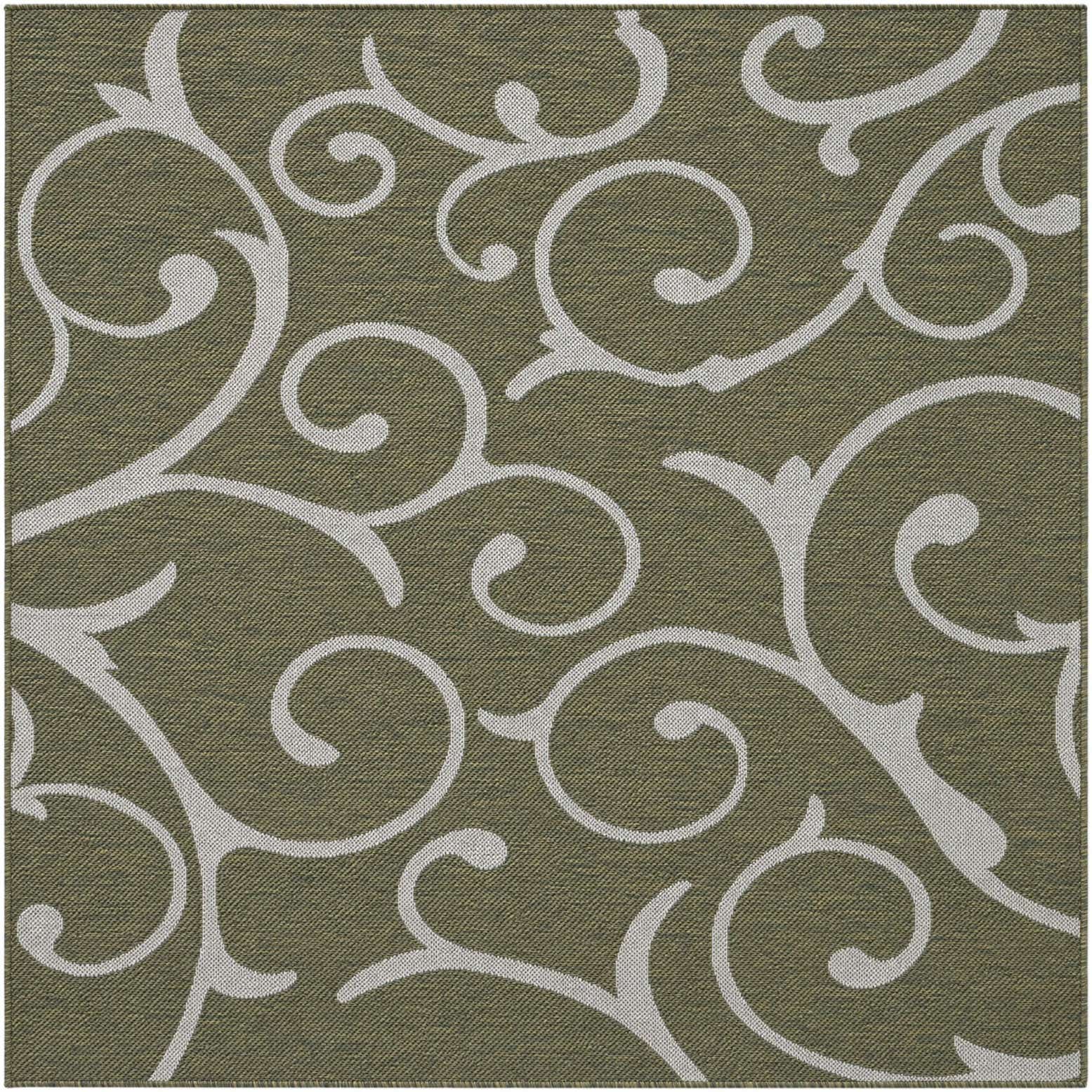160cm x 160cm Easy-Clean Botanical Indoor / Outdoor Square Rug
