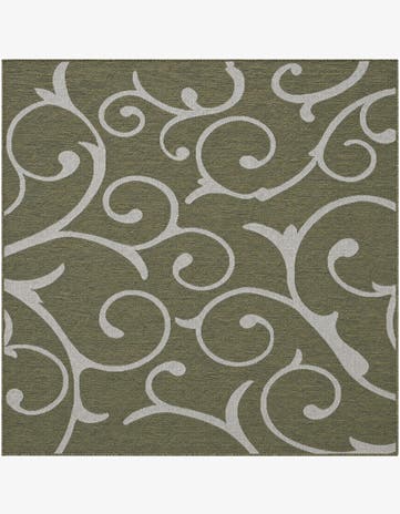 160cm x 160cm Easy-Clean Botanical Indoor / Outdoor Square Rug