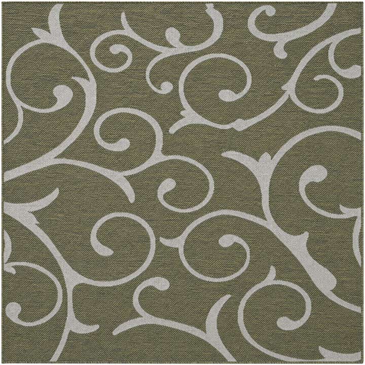 5' 3 x 5' 3 Easy-Clean Botanical Indoor / Outdoor Square Rug