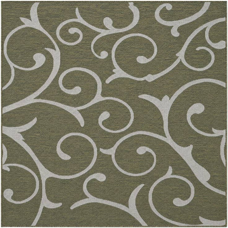 Detail image of 160cm x 160cm Easy-Clean Botanical Indoor / Outdoor Square Rug