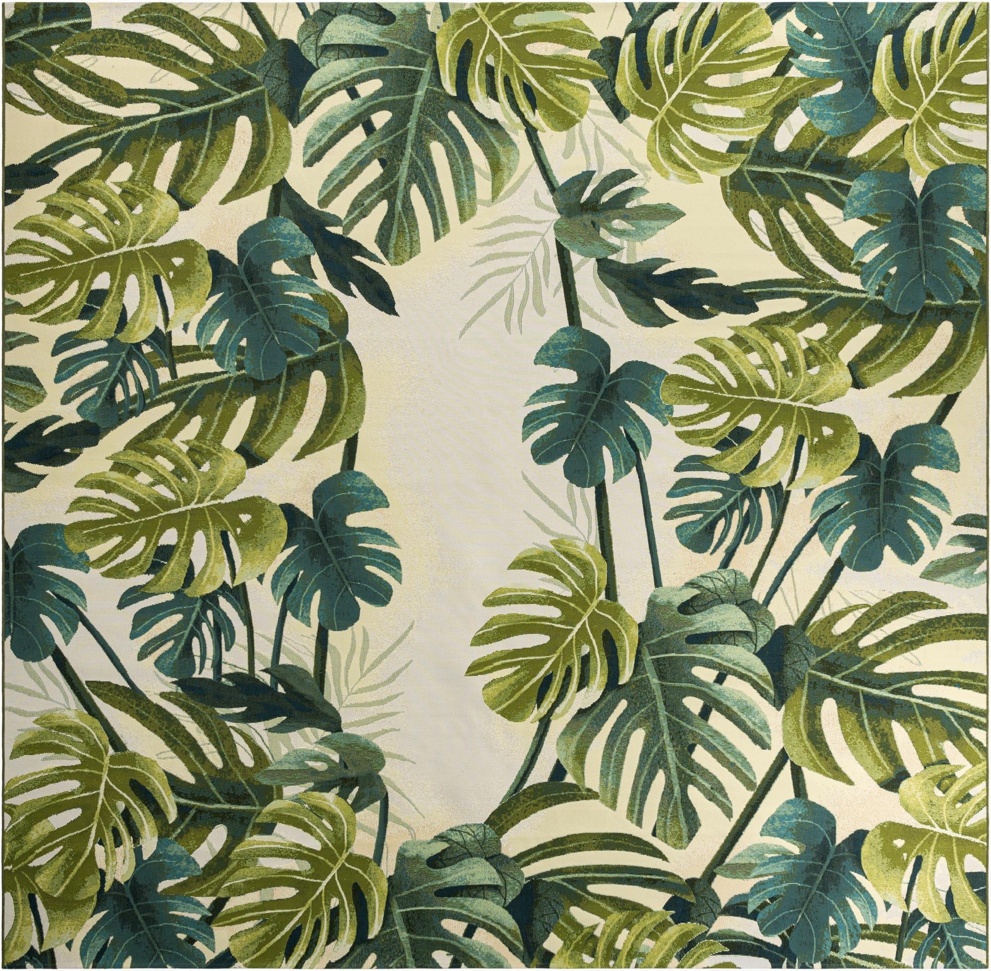 Primary image 12' x 12'  Washable Botanical Indoor / Outdoor Square Rug