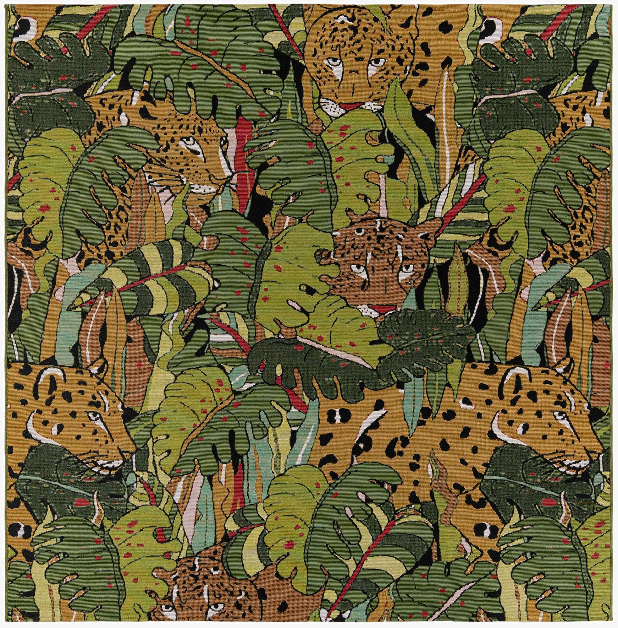 7' 10 x 7' 10  Washable Botanical Indoor / Outdoor Square Rug