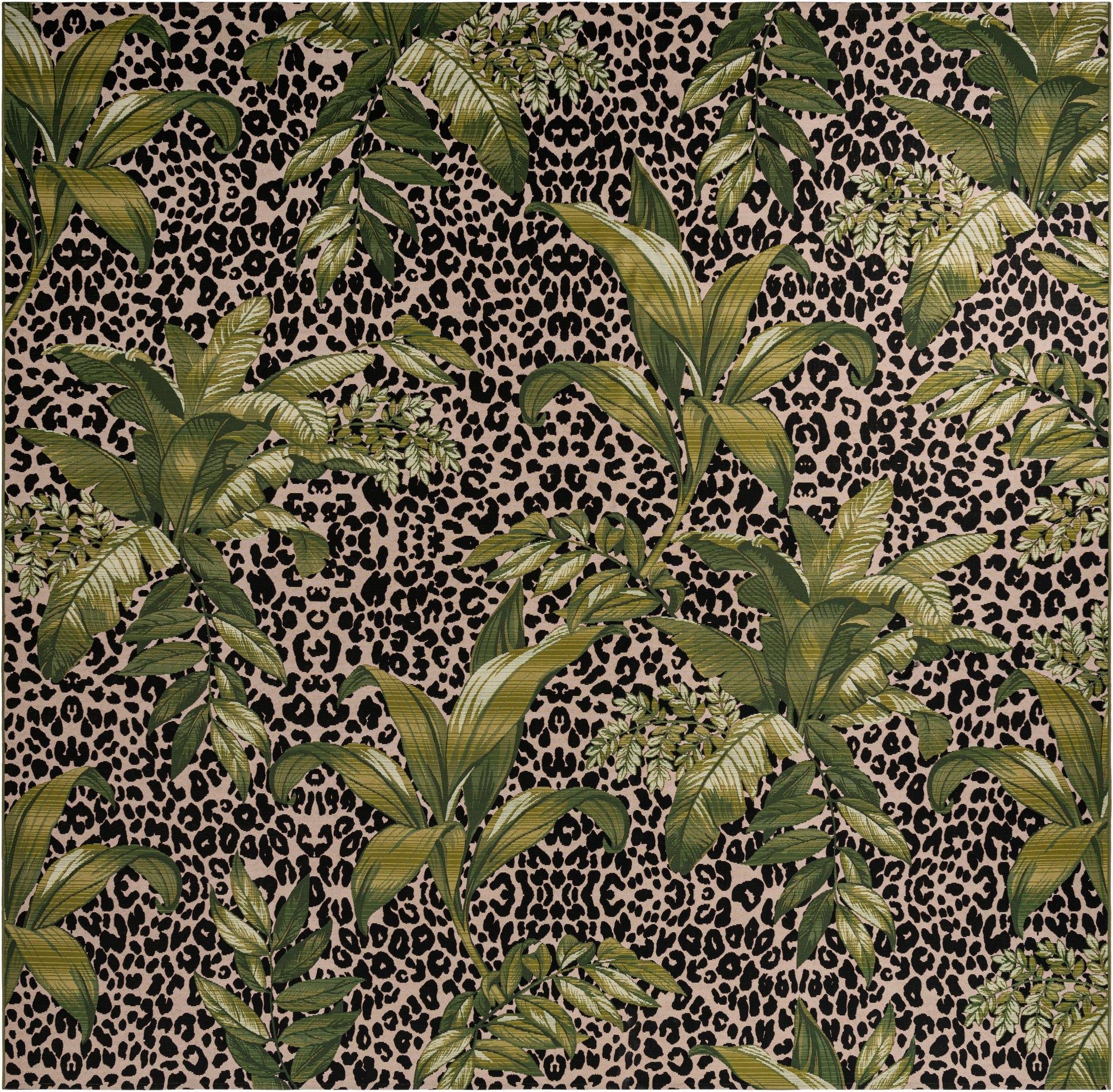 12' x 12'  Washable Botanical Indoor / Outdoor Square Rug