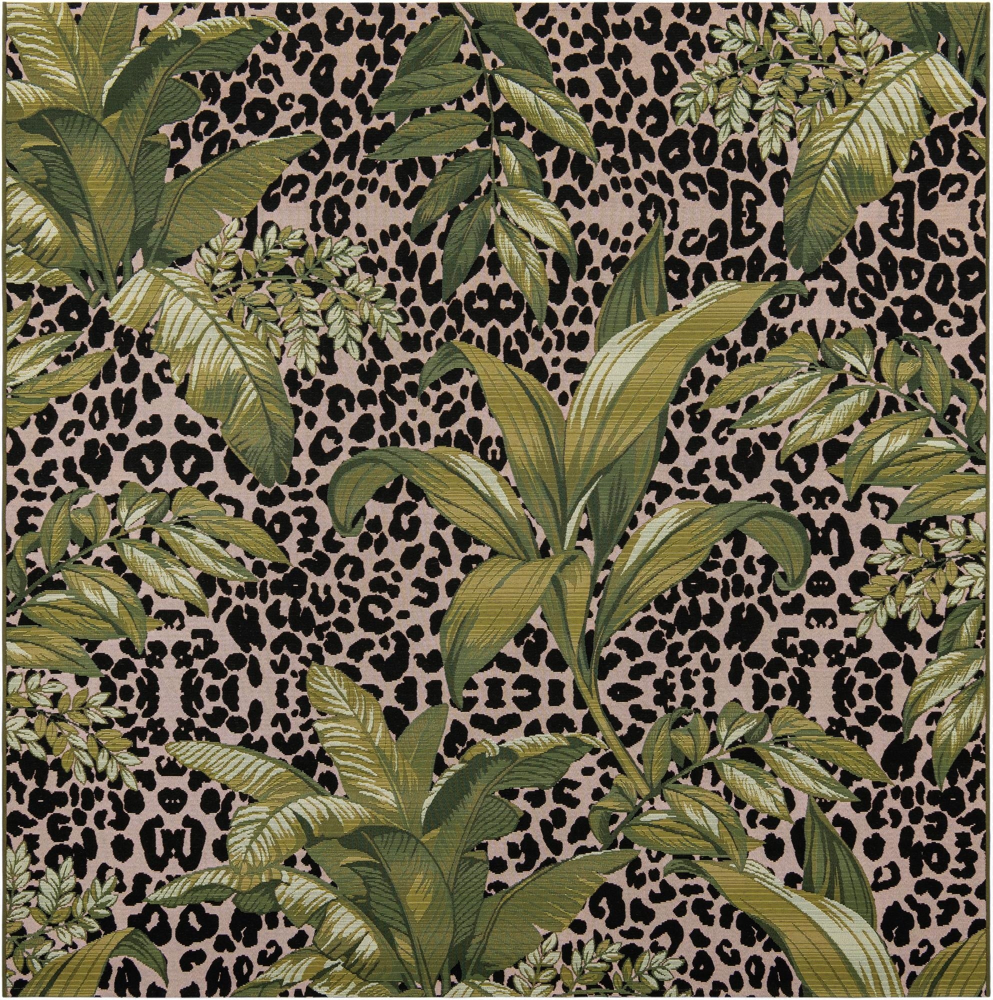 7' 10 x 7' 10  Washable Botanical Indoor / Outdoor Square Rug