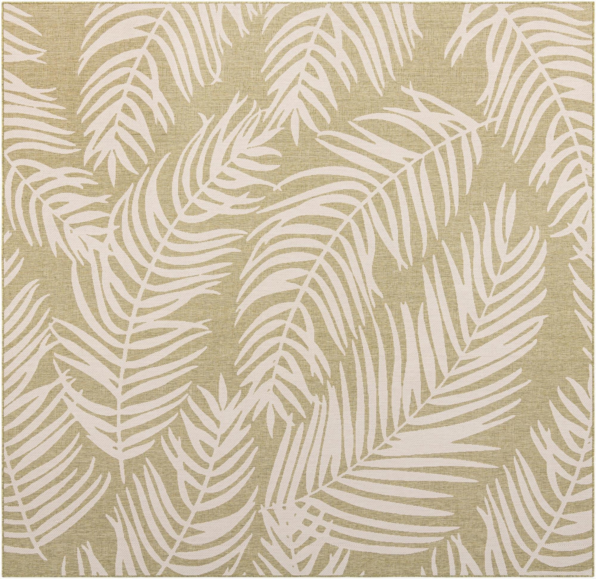 10' 8 x 10' 8  Washable Botanical Indoor / Outdoor Square Rug