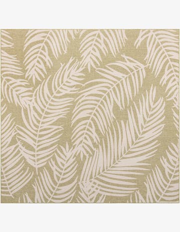 Green Easy-Clean Botanical Indoor / Outdoor Square Rug