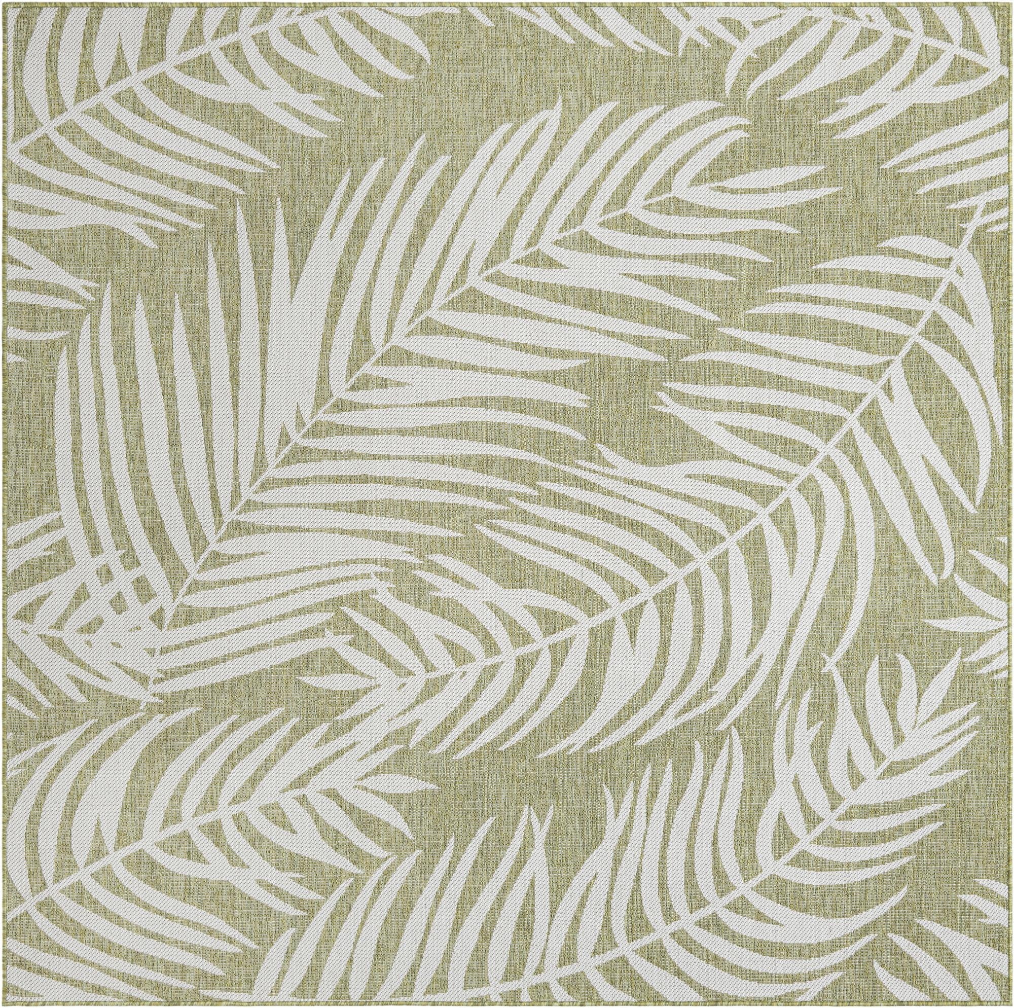 7' 10 x 7' 10  Washable Botanical Indoor / Outdoor Square Rug