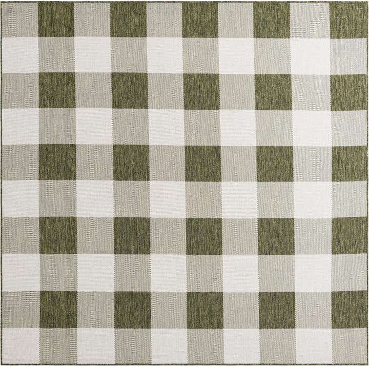 7' 10 x 7' 10 Easy-Clean Checkered Indoor / Outdoor Square Rug