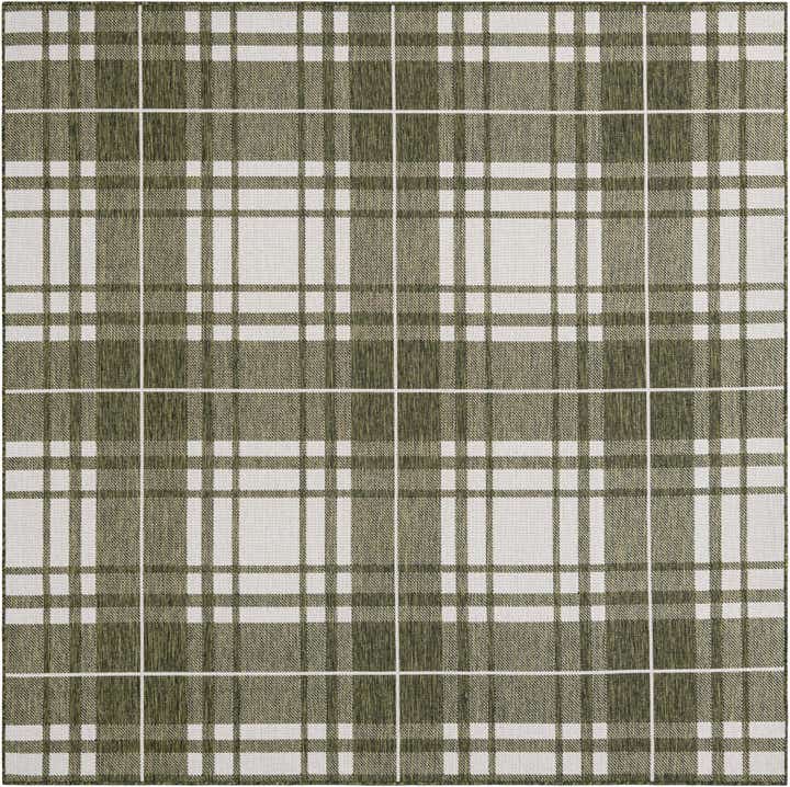 7' 10 x 7' 10 Easy-Clean Checkered Indoor / Outdoor Square Rug