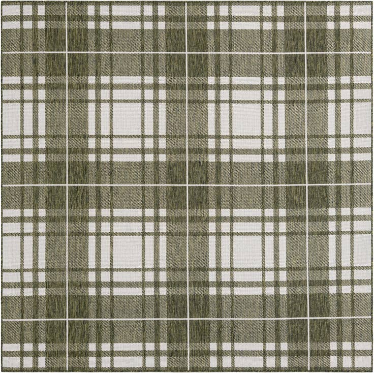 Detail image of 7' 10 x 7' 10 Easy-Clean Checkered Indoor / Outdoor Square Rug