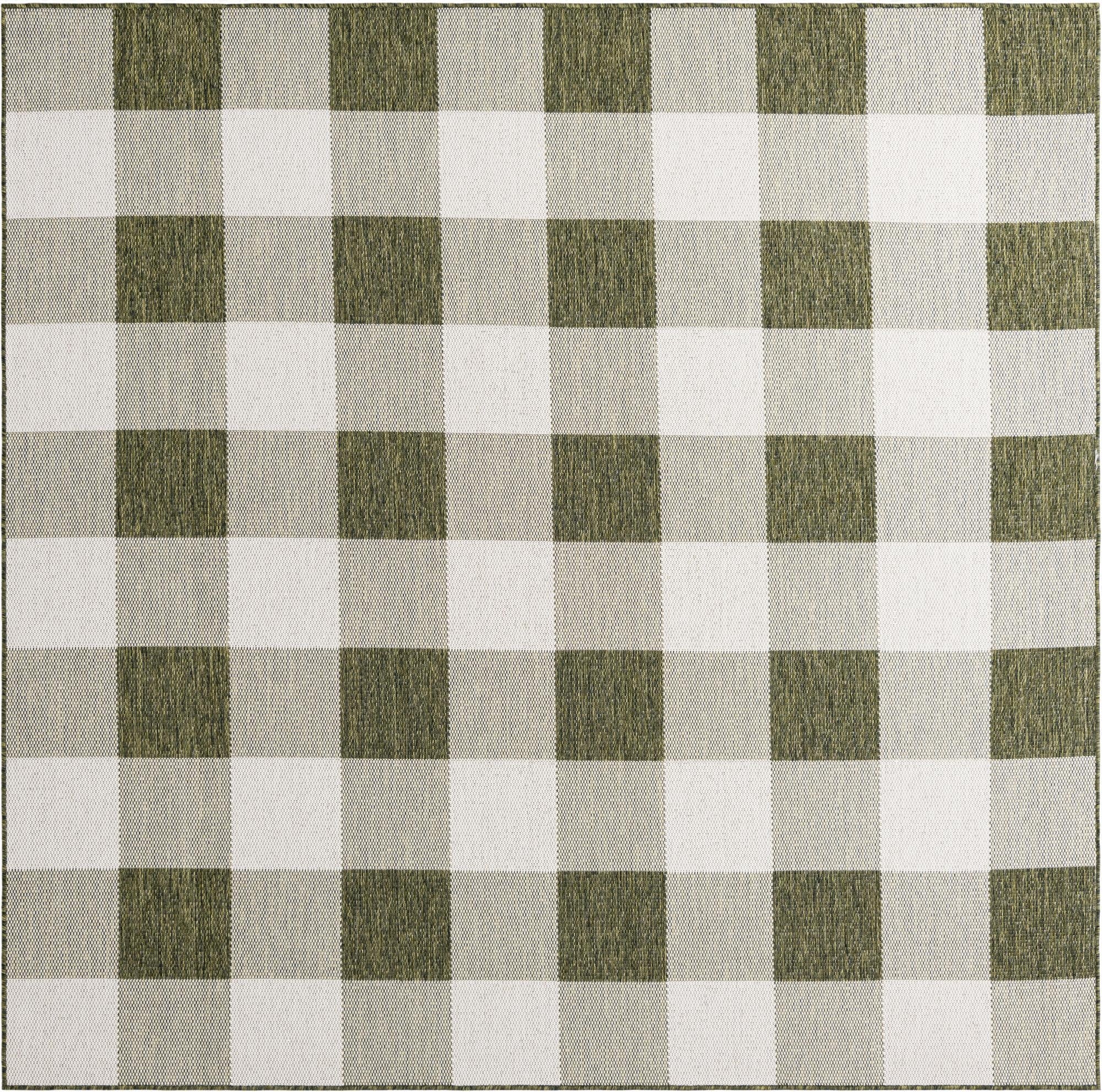 7' 10 x 7' 10  Washable Checkered Indoor / Outdoor Square Rug