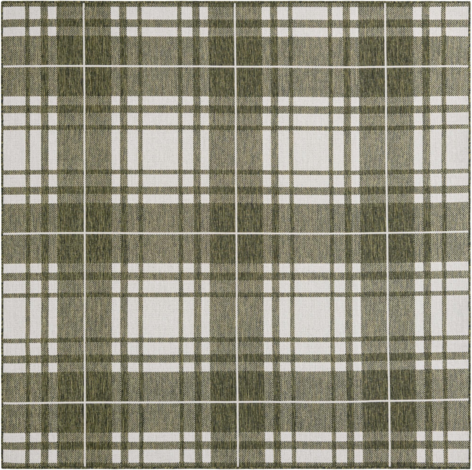 7' 10 x 7' 10  Washable Checkered Indoor / Outdoor Square Rug