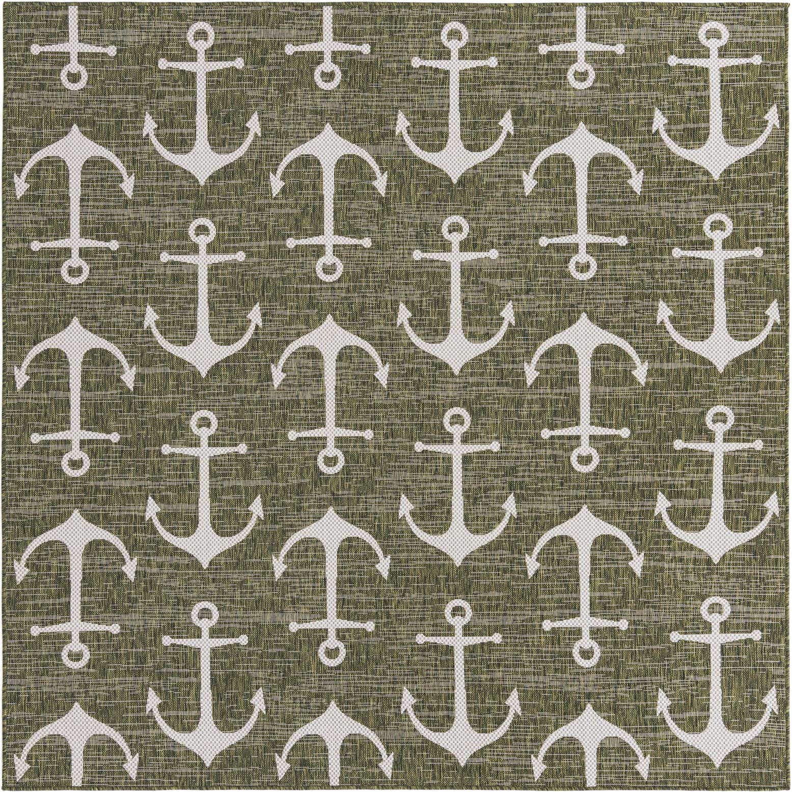 7' 10 x 7' 10 Easy-Clean Coastal Indoor / Outdoor Square Rug