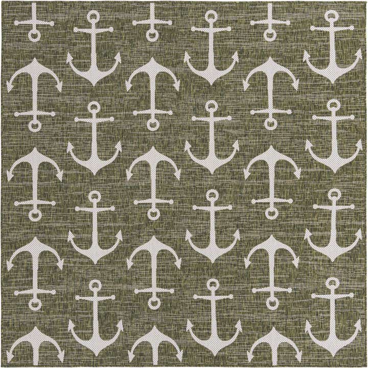 7' 10 x 7' 10 Easy-Clean Coastal Indoor / Outdoor Square Rug