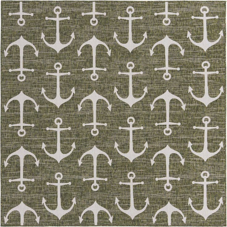Detail image of 7' 10 x 7' 10 Easy-Clean Coastal Indoor / Outdoor Square Rug