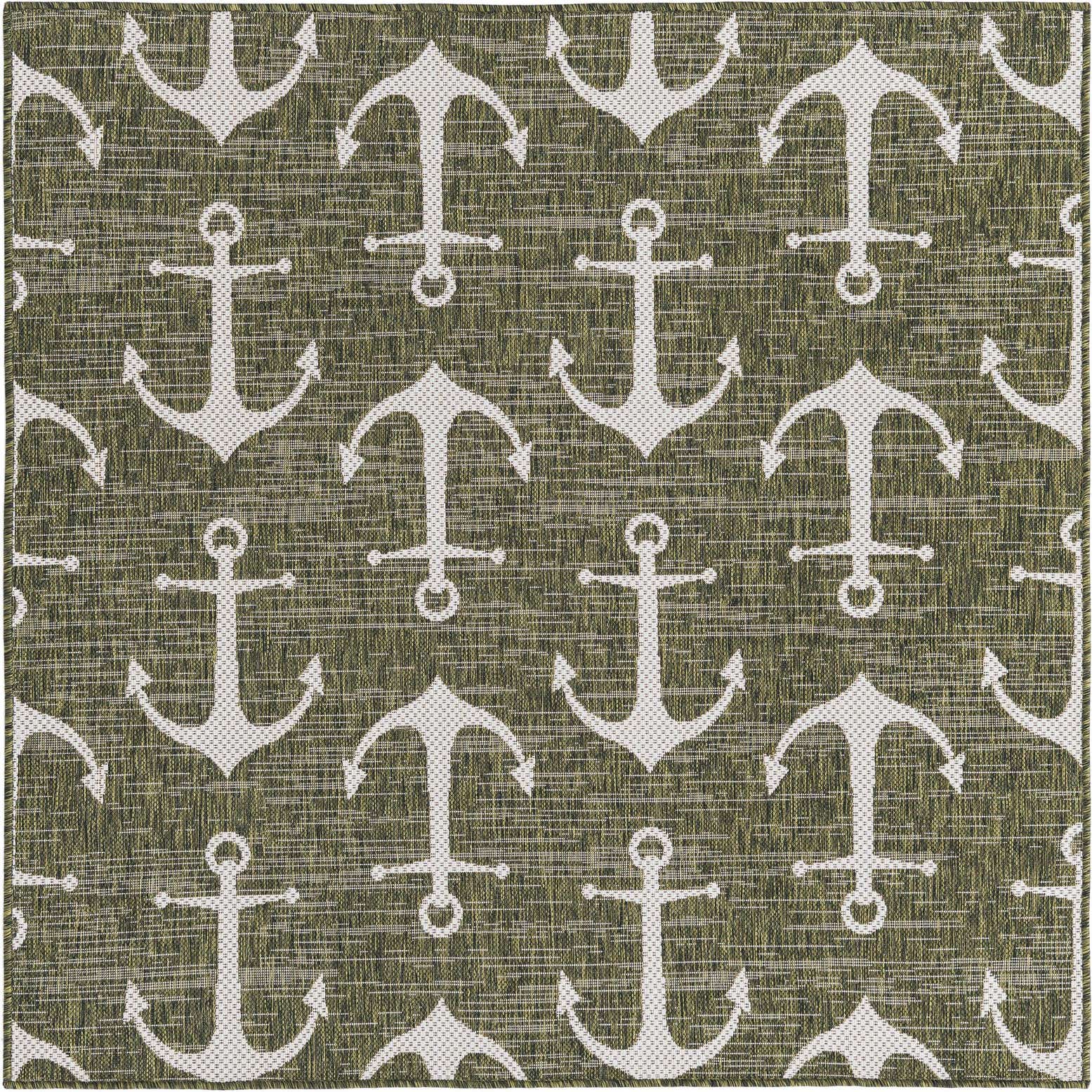 5' 3 x 5' 3 Easy-Clean Coastal Indoor / Outdoor Square Rug