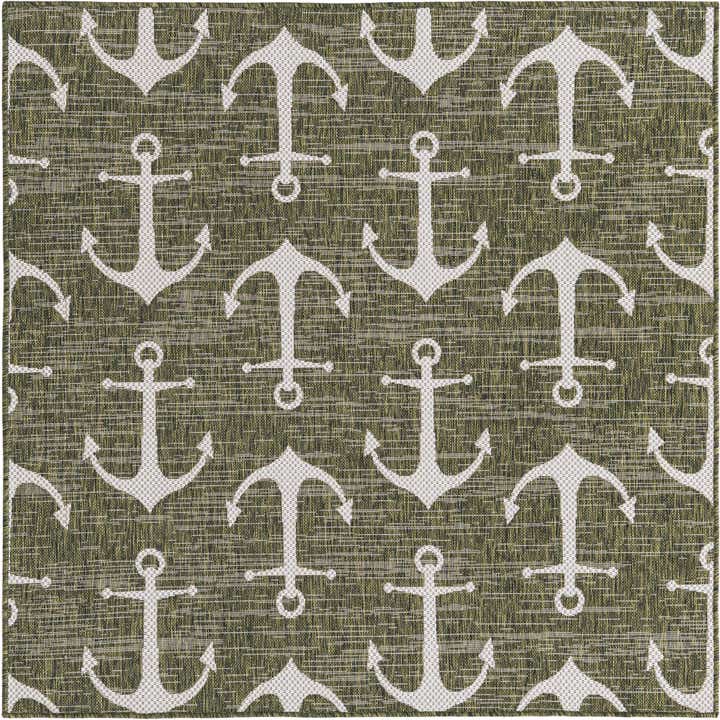 5' 3 x 5' 3 Easy-Clean Coastal Indoor / Outdoor Square Rug
