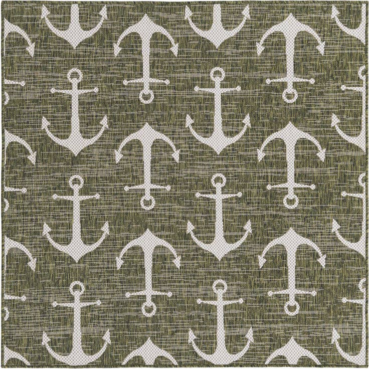 Detail image of 5' 3 x 5' 3 Easy-Clean Coastal Indoor / Outdoor Square Rug