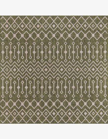 Green Easy-Clean Lattice Indoor / Outdoor Square Rug