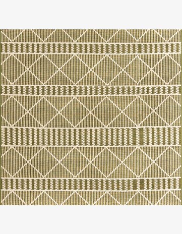 Green Easy-Clean Lattice Indoor / Outdoor Square Rug