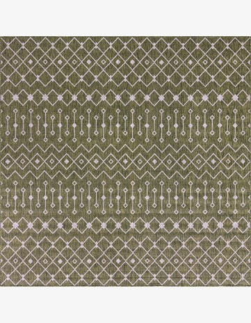 Green Easy-Clean Lattice Indoor / Outdoor Square Rug