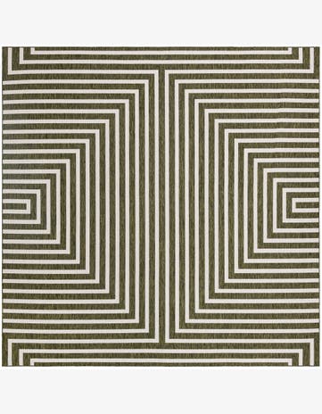 Green Easy-Clean Modern Indoor / Outdoor Square Rug