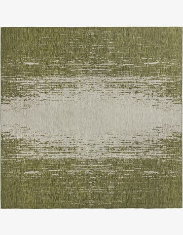 Green Easy-Clean Modern Indoor / Outdoor Square Rug