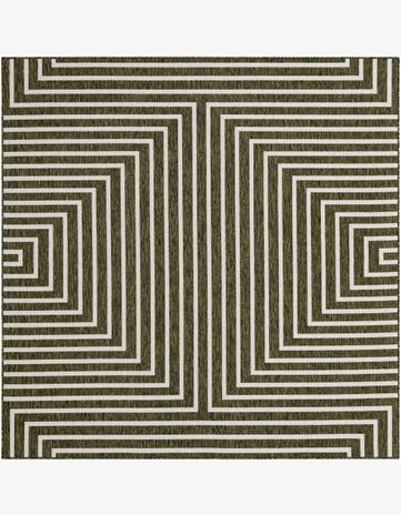 Green Easy-Clean Modern Indoor / Outdoor Square Rug