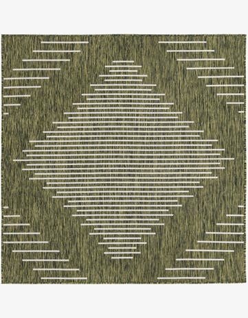 Green Easy-Clean Modern Indoor / Outdoor Square Rug