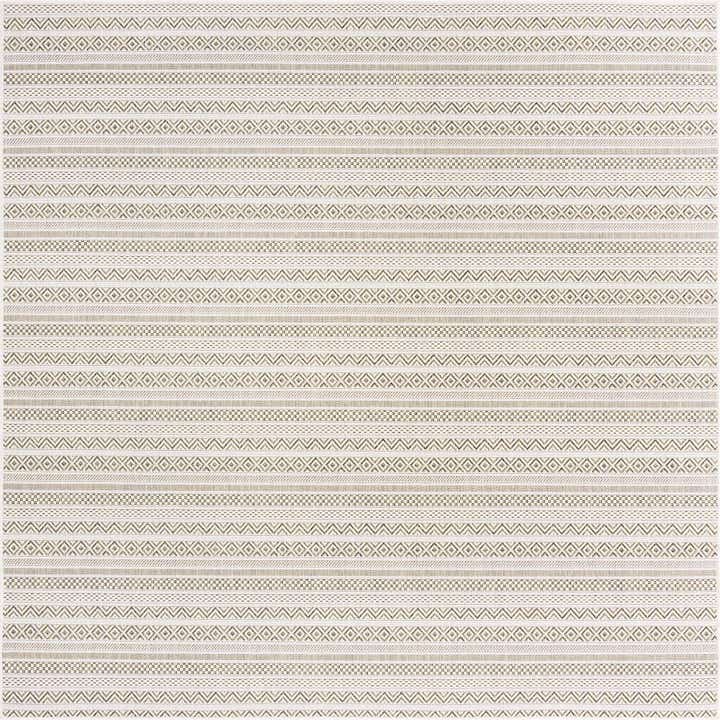 7' 10 x 7' 10 Easy-Clean Striped Indoor / Outdoor Square Rug