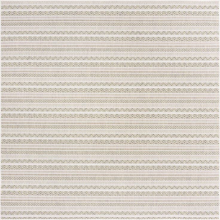 Detail image of 7' 10 x 7' 10 Easy-Clean Striped Indoor / Outdoor Square Rug