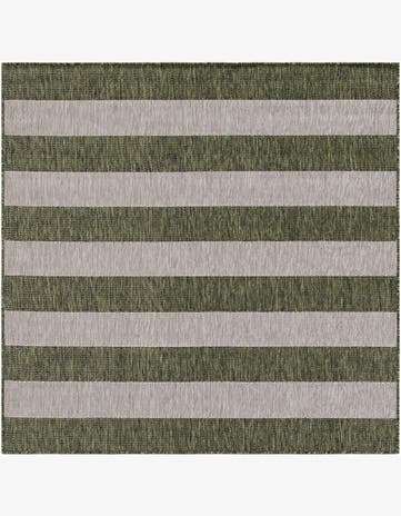5' 3 x 5' 3 Easy-Clean Striped Indoor / Outdoor Square Rug