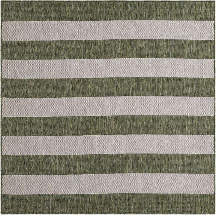 6' x 6' Easy-Clean Striped Indoor / Outdoor Square Rug