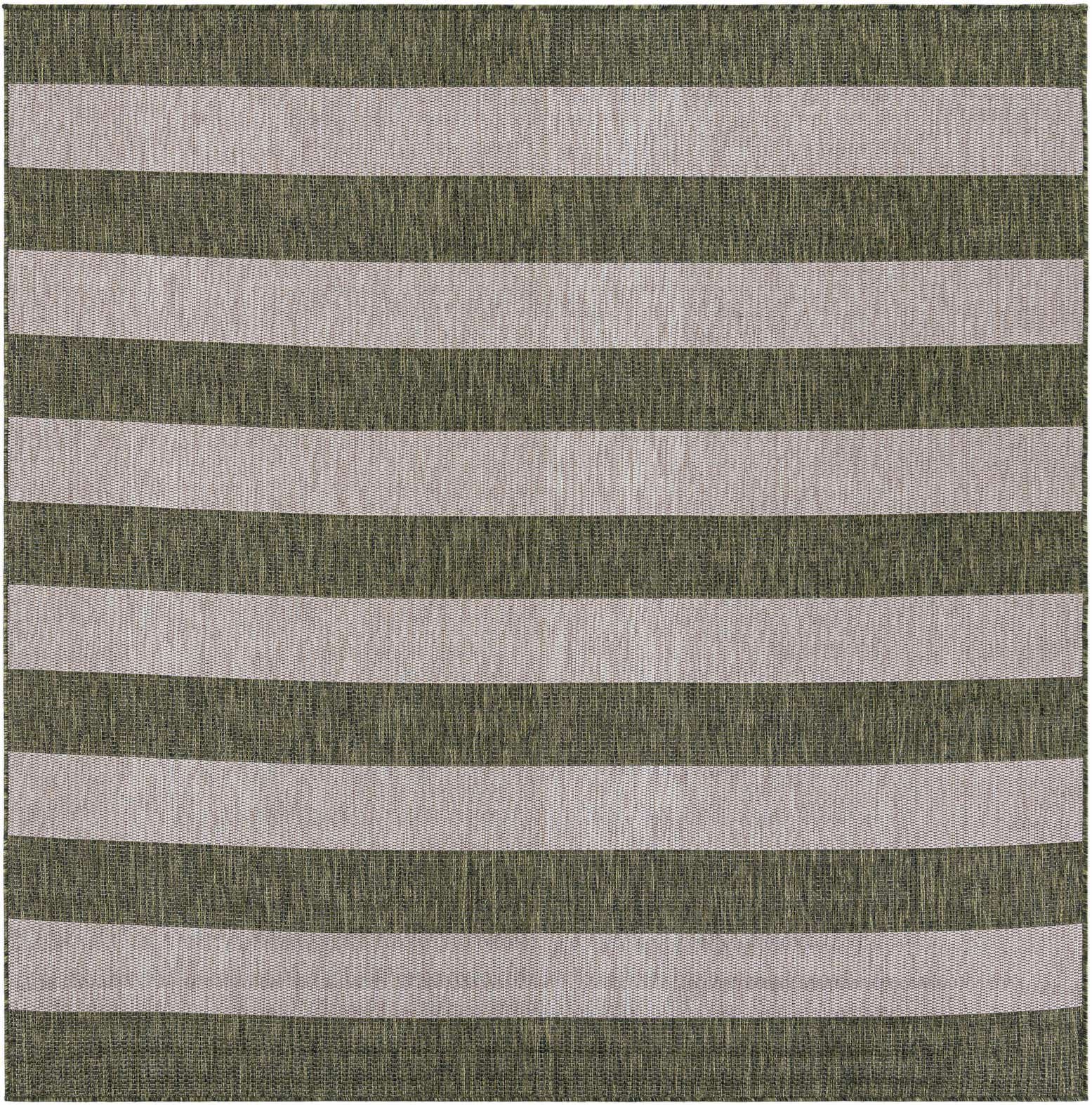 7' 10 x 7' 10 Easy-Clean Striped Indoor / Outdoor Square Rug
