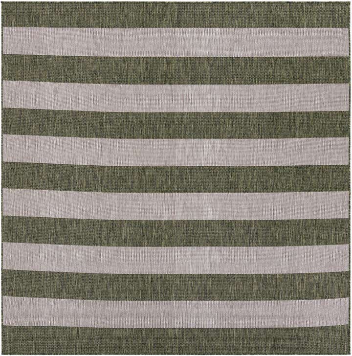 7' 10 x 7' 10 Easy-Clean Striped Indoor / Outdoor Square Rug