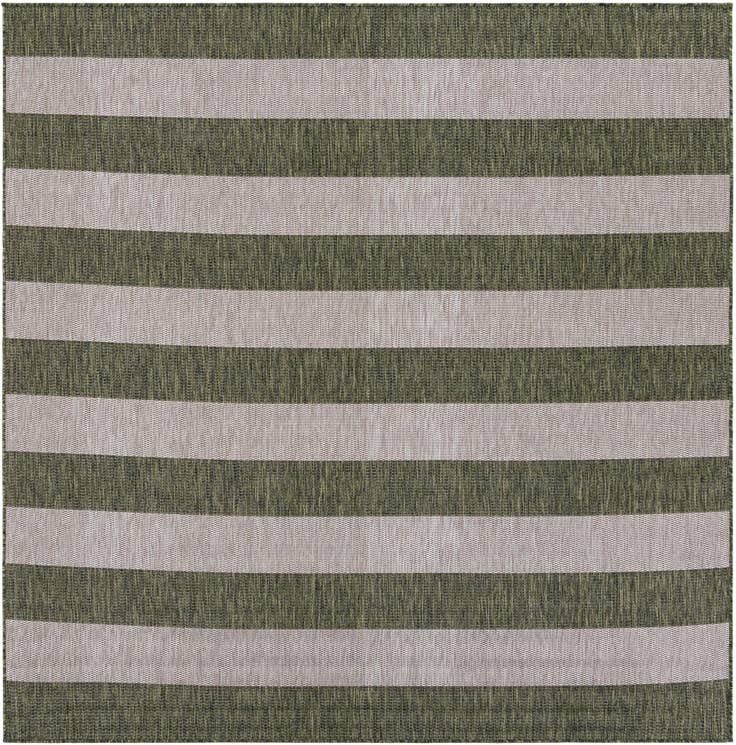 Detail image of 7' 10 x 7' 10 Easy-Clean Striped Indoor / Outdoor Square Rug
