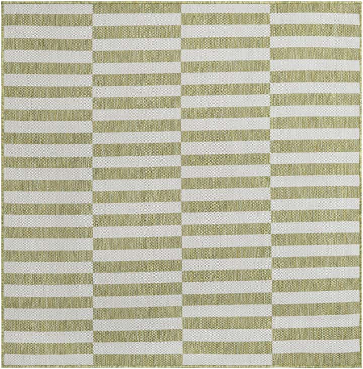 5' 3 x 5' 3 Easy-Clean Striped Indoor / Outdoor Square Rug