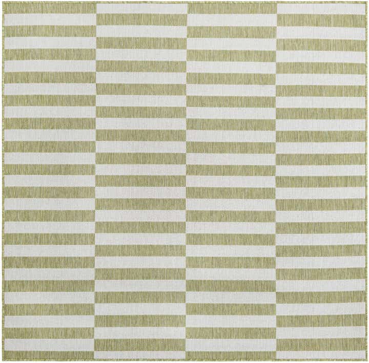 6' x 6' Easy-Clean Striped Indoor / Outdoor Square Rug