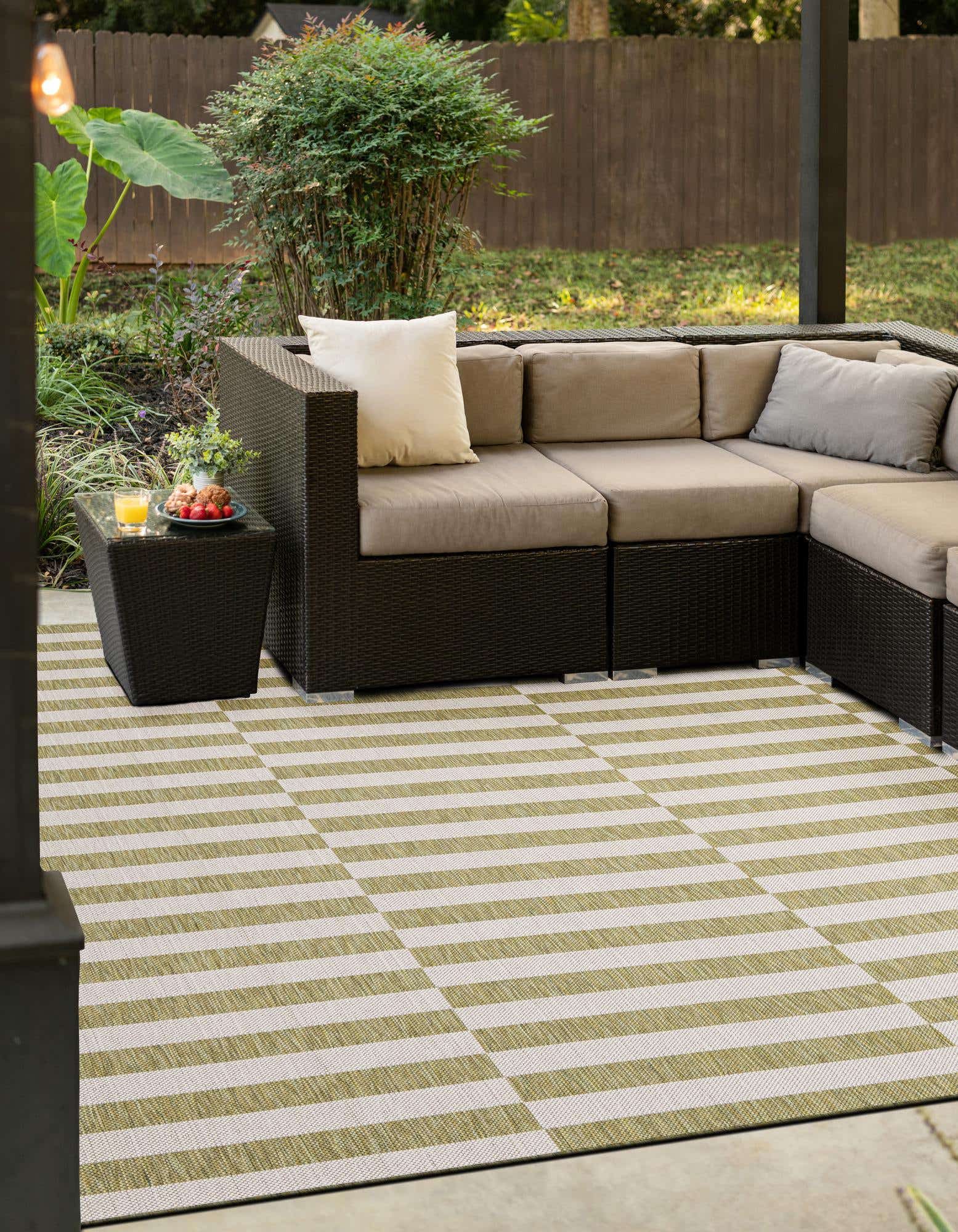 Detail image of 6' x 6' Striped Indoor / Outdoor Square Rug