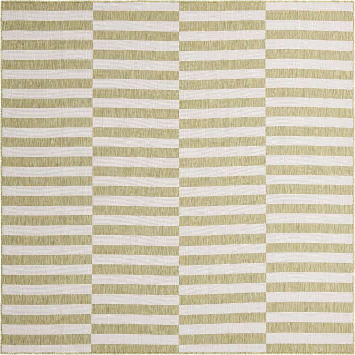 7' 10 x 7' 10 Easy-Clean Striped Indoor / Outdoor Square Rug