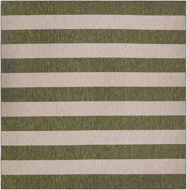 13' x 13' Easy-Clean Striped Indoor / Outdoor Square Rug