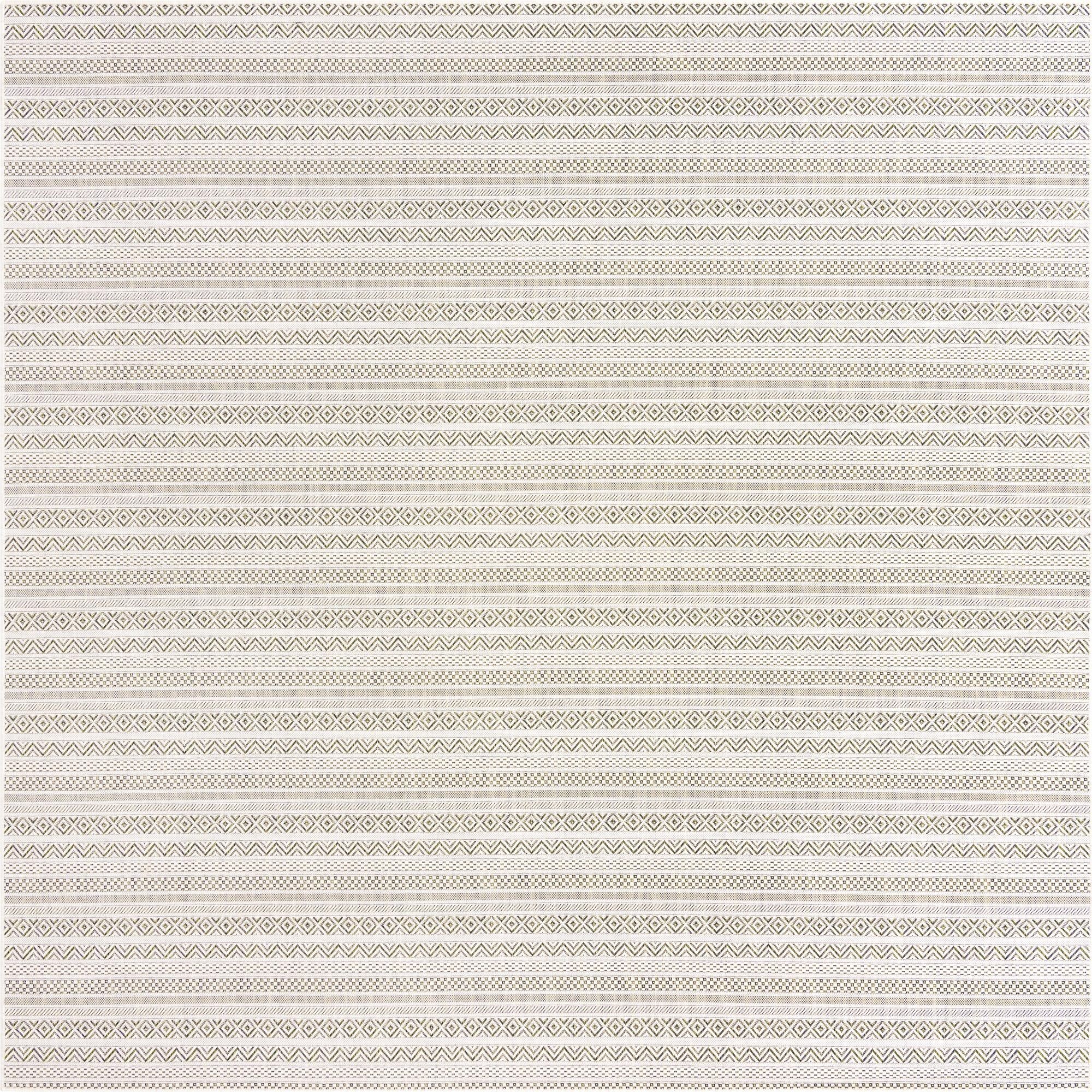 10' x 10'  Washable Striped Indoor / Outdoor Square Rug