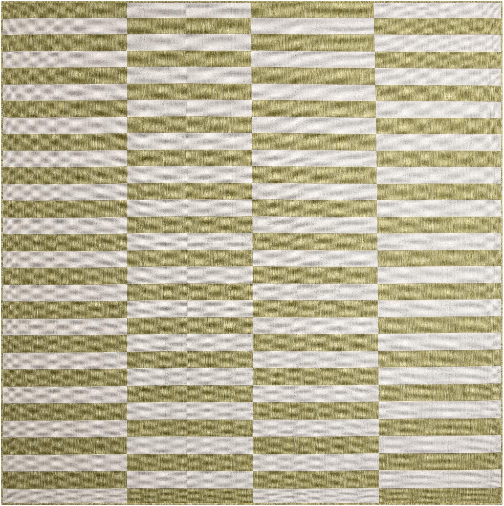 10' x 10'  Washable Striped Indoor / Outdoor Square Rug