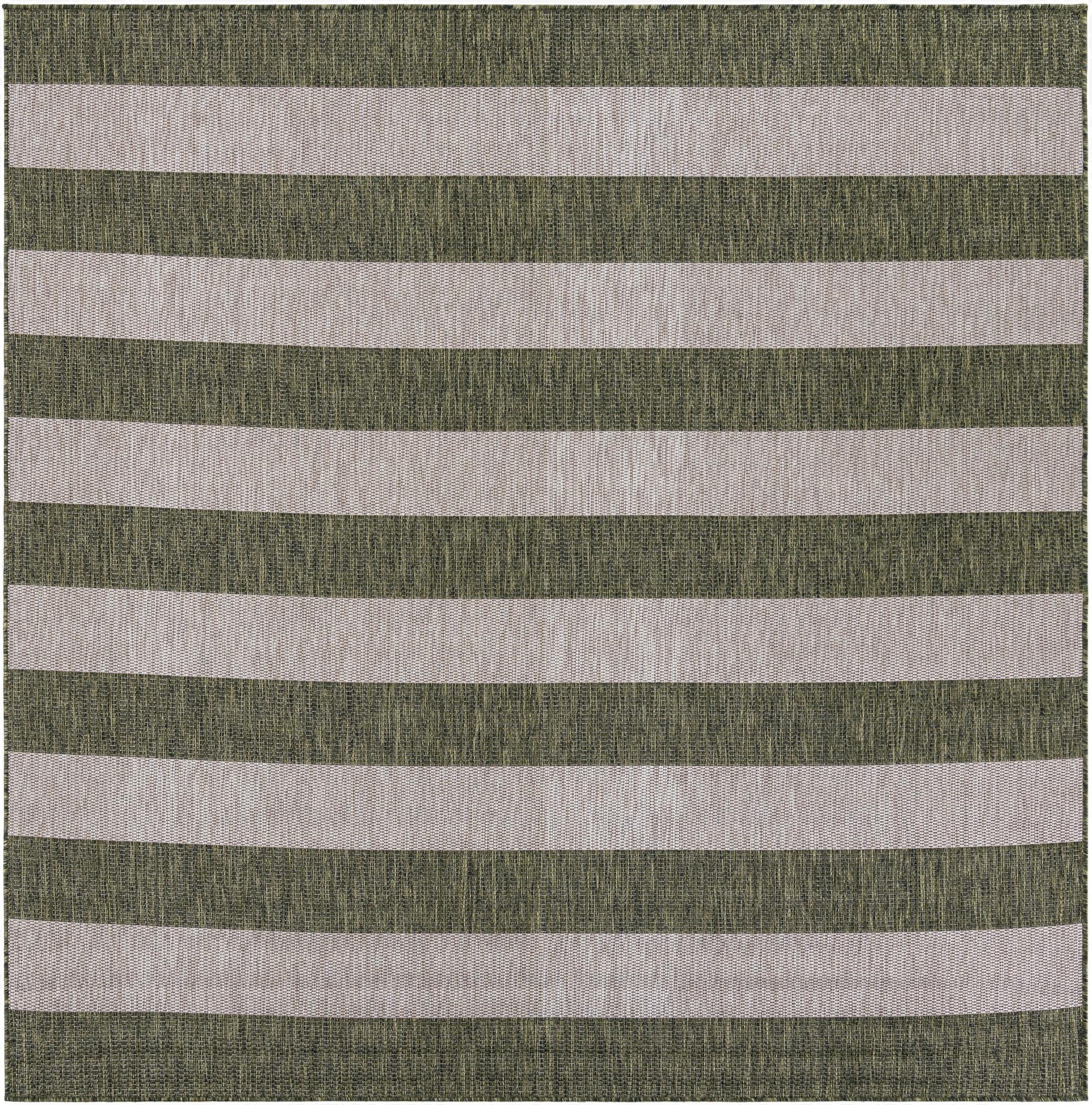 7' 10 x 7' 10  Washable Striped Indoor / Outdoor Square Rug