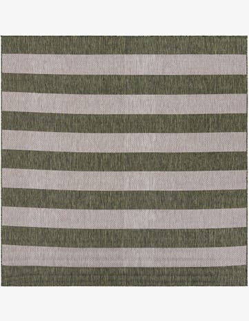 7' 10 x 7' 10 Easy-Clean Striped Indoor / Outdoor Square Rug