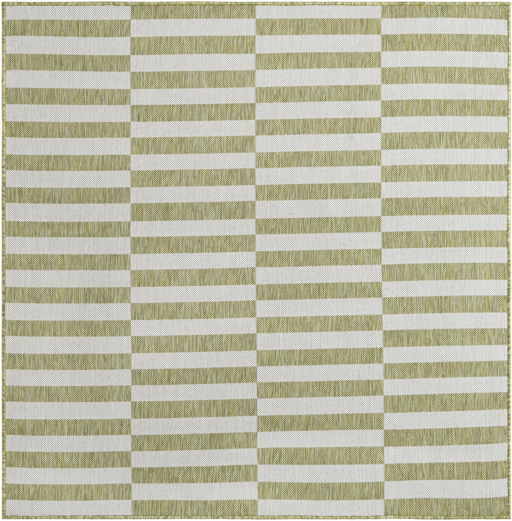 5' 3 x 5' 3  Washable Striped Indoor / Outdoor Square Rug