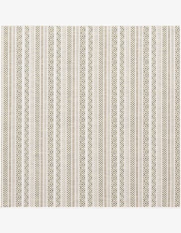 Green Easy-Clean Striped Indoor / Outdoor Square Rug