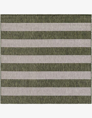 5' 3 x 5' 3 Easy-Clean Striped Indoor / Outdoor Square Rug